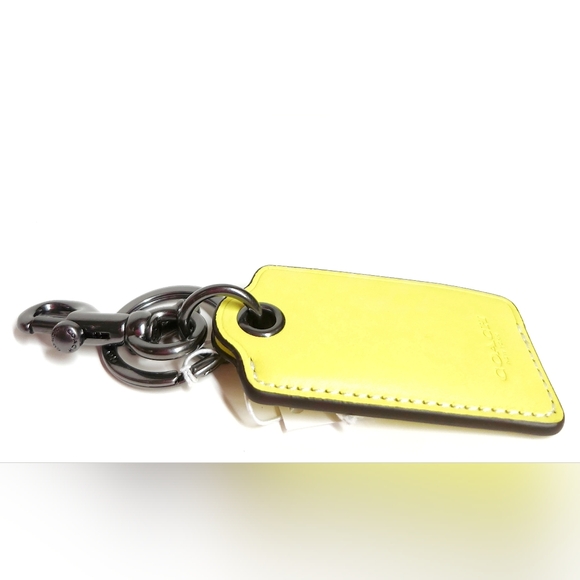 Coach Bottle Opener Keychain Bag Charm Bright Yellow Leather Gunmetal CL419 NWT - Picture 13 of 13